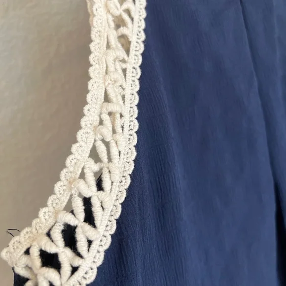 A. Byer Navy and Cream Tank Top with Lace Accents - Picture 4 of 5